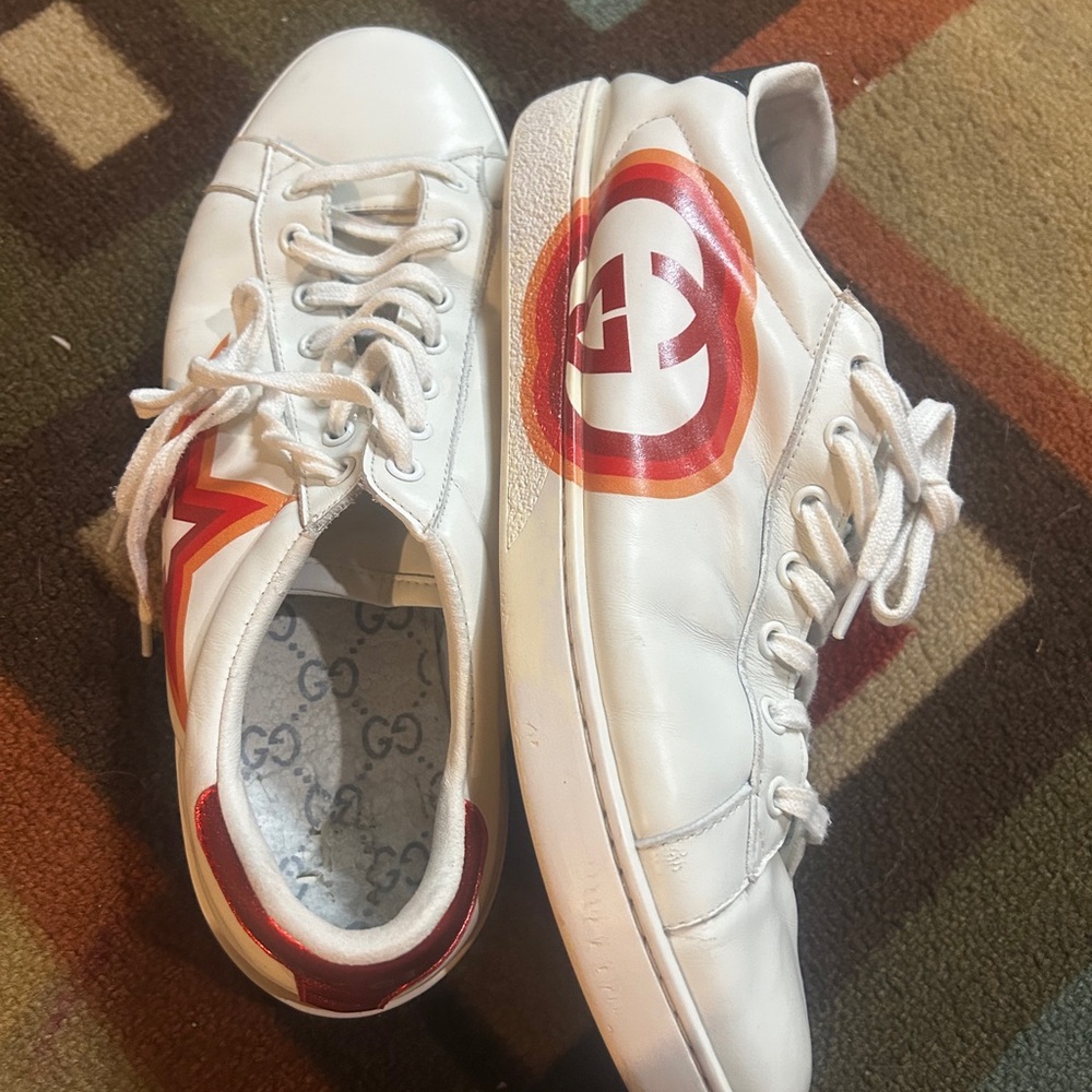 Gucci White Sneakers with Red and Orange Details - Picture 12 of 14